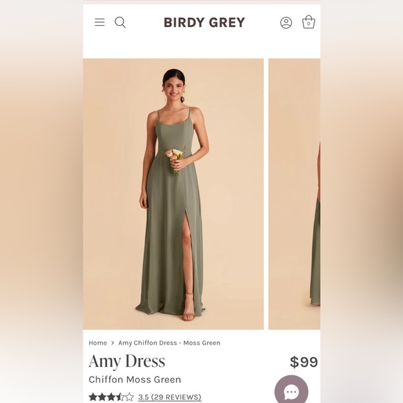 BIRDY GREY Amy Dress in Chiffon Moss Green XS NWT - Picture 2 of 5